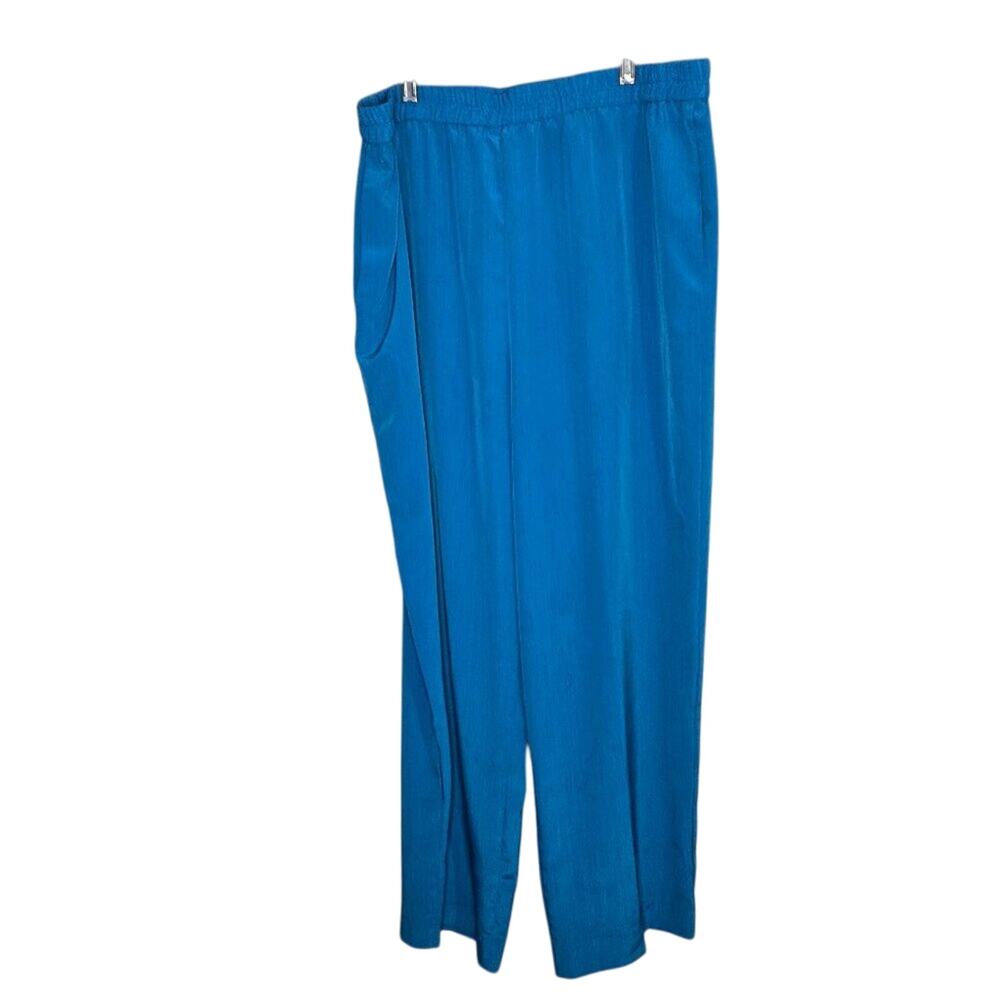 20 Blue Flowy Wide Leg Elastic Waist Pants [0268]